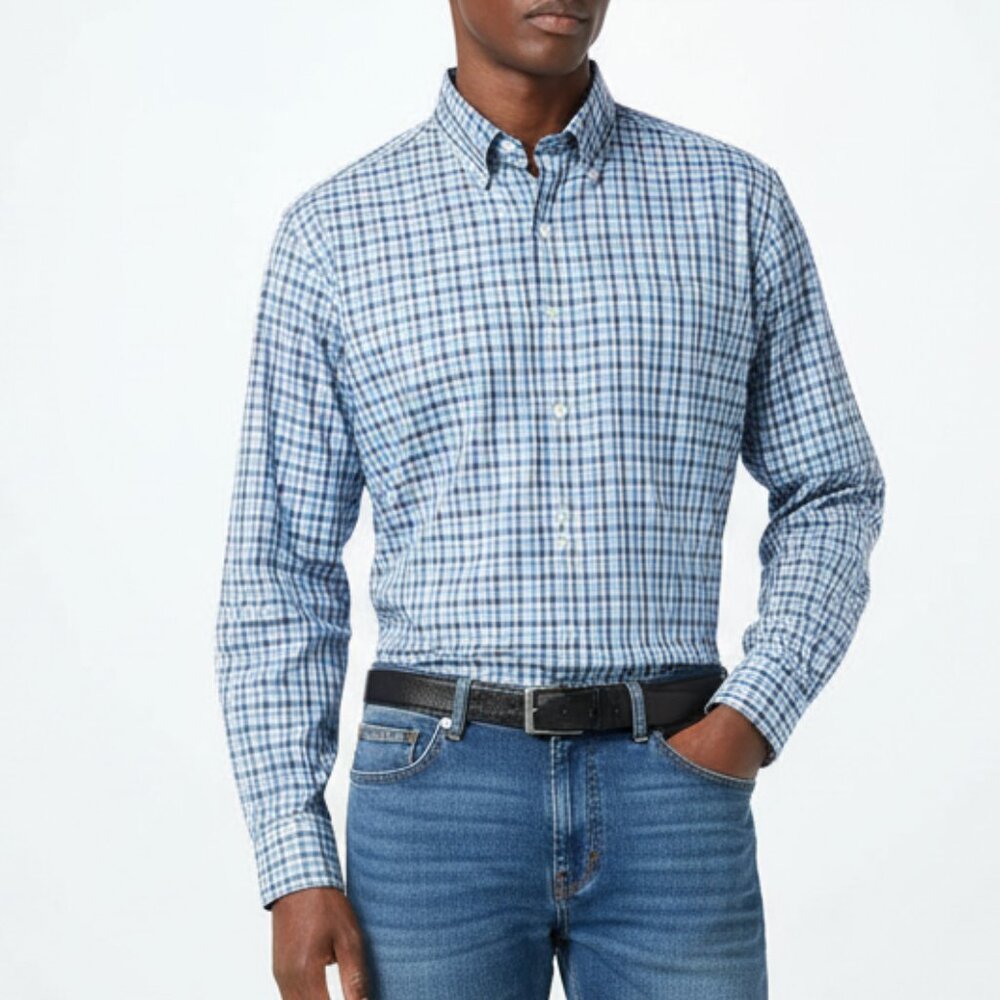 Jos.A.Banks Tailored Fit Blue & White Long Sleeve Button Shirt XXL